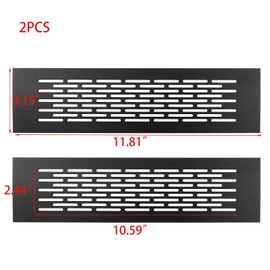 Woogim 11.81"×3.15" Black Rectangle Metal Louvered Grill Cover Indoor Vent Cover Floor Vent Covers 2PCS with Mounting Screws