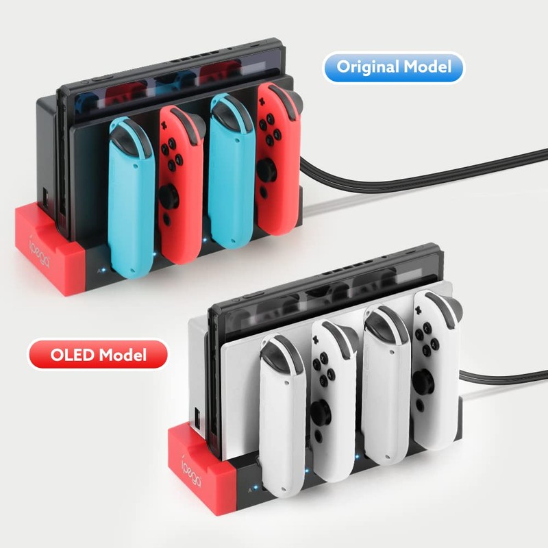 RunSnail 4-in-1 Charger with LED Indicator for Switch Joy-Con Controller