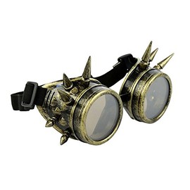 shoperama Goggles with Spikes Bronze Gold Steampunk Glasses Welding Goggles Burning Man Accessories
