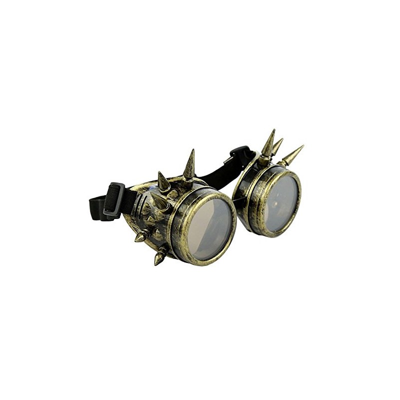 shoperama Goggles with Spikes Bronze Gold Steampunk Glasses Welding Goggles