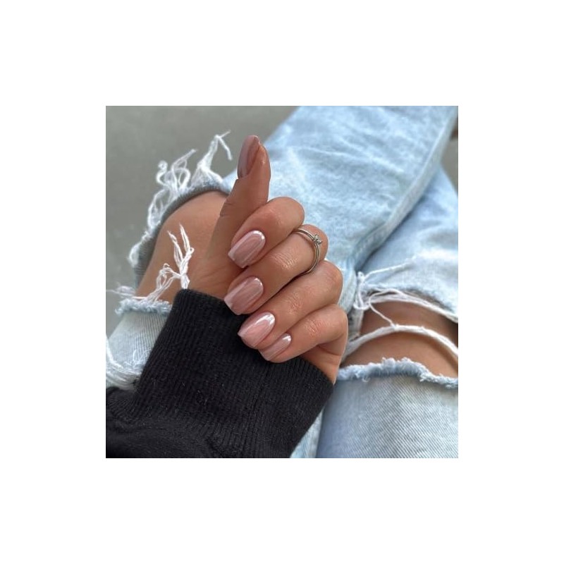 KQueenest Uñas Postizas De Gel Con Brillo De Espejo, Uñas