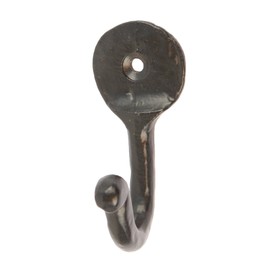 Hammer and Tongs - Hammered Round Plate Single Hook - W30mm x H65mm - Black