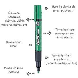 Marcador Permanente Uso Industrial Pentel Verde Oscuro/12 Piezas-MMP20-D