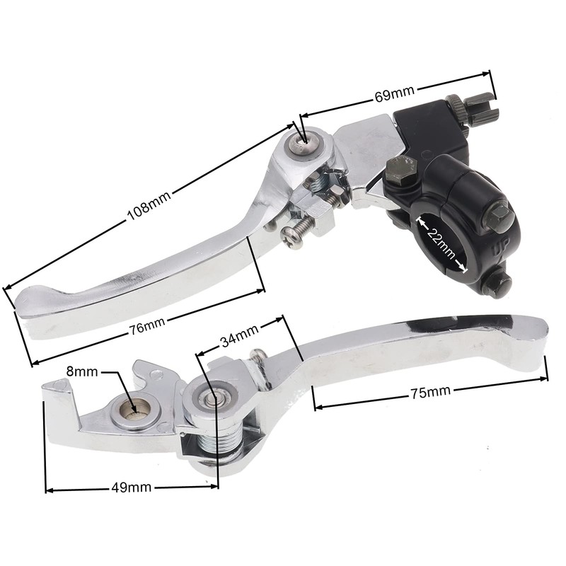 LIEAOKES 22mm Aluminum Alloy Folding Clutch Lever Brake Lever Set