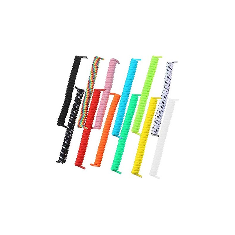 12 Pairs No Tie Curly Shoelaces Elastic Shoe Lace for