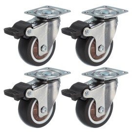 PATIKIL 2 Inch Caster Wheels, Set of 4 Plate Casters Heavy Duty TPR Locking Swivel Caster with Brake 77 Lbs for Furniture Cart Workbench Equipment, Brown