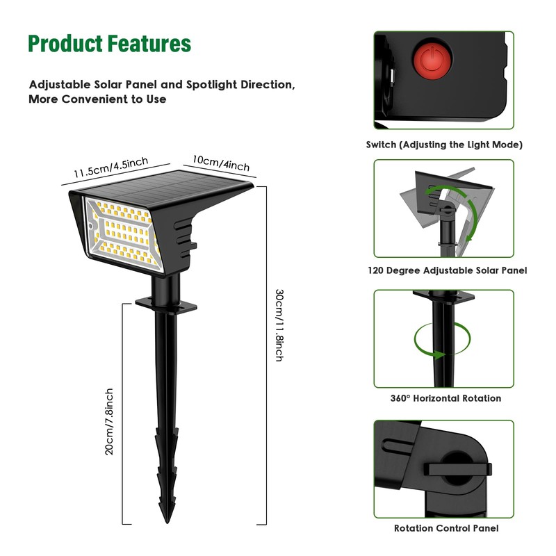 LAMKEEP Solar Spot Lights Outdoor with 60 LED & Auto