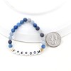 T Brand Alphabet Initial FREEDOM Bracelet, Natural Matte Aventurine Blue