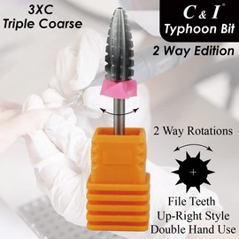 C & I Typhoon Bit 2-Way Quick Removal Acrylic or Gels, Both for Left and Right Handed Users, Carbide Nail Drills, Electric Manicure Drills & Accessories (3XC)