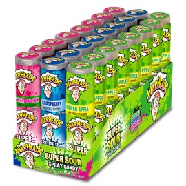 WARHEADS - Super Sour Candy Spray - Blue Raspberry, Green Apple and Watermelon Flavors - 0.68 oz. Bottles - 24 Pack