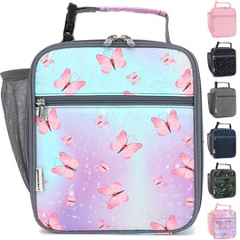 GYEUKHAM Lunch Box for Kids Boys Girls Men Women, Insulated Small Soft Cooler Lunch Bag Kit for School Work Picnic Travel - Reusable Portable lunchbox,Butterfly