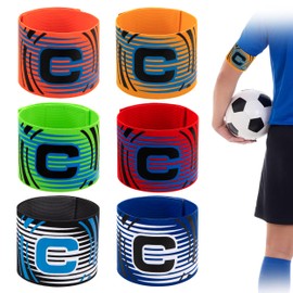 QH-Shop Football Captain's Armband Pack of 6 Elastic Captain Armbands Football Game Bracelet Sports Game Guide for Adults for Football, Rugby Hockey Multisport (6 Colours)