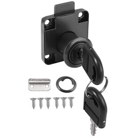 Litensh Cam Lock Cabinet Lock with Key Different Letterbox Lock Furniture Lock Screw-On Lock Furniture Lock for Furniture Cabinet Letter Box Drawers Office (Black, 4 Pack)
