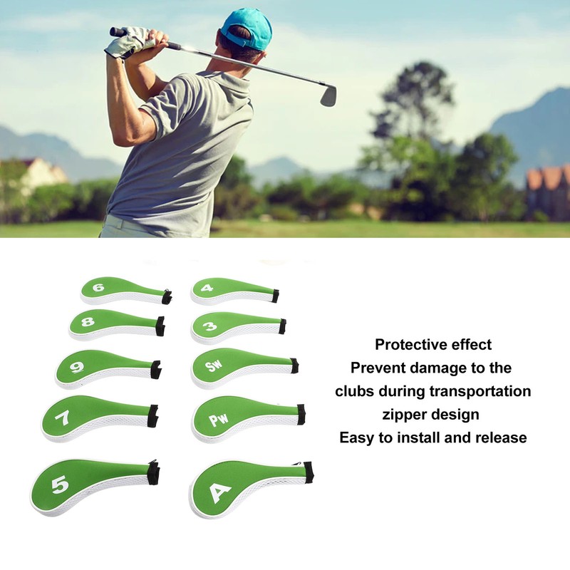 10 Pcs Golf Iron Head Cover Set with Zipper Golf
