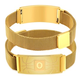 Fervia Basketball Initial Bracelet Gold Stainless Steel A-Z Letter Charm Bracelets Adjustable Wristbands Basketball Gifts Idea for Players Team Lovers(O)