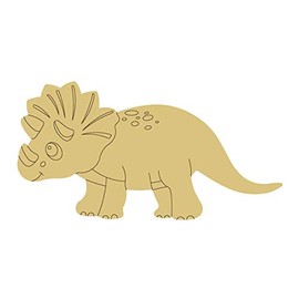 Triceratops Dinosaur Design by Lines Cutout Unfinished Wood Animal Prehistoric Kids Room Play Room MDF Shaped Canvas Style 1 Art 1 (24")