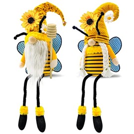 Sunflower Gnomes Decorations for Home, Bumble Honey Bee Gnomes Swedish Tomte Nisse Dwarf for Home Kitchen Porch Tiered Tray Decor Festival
