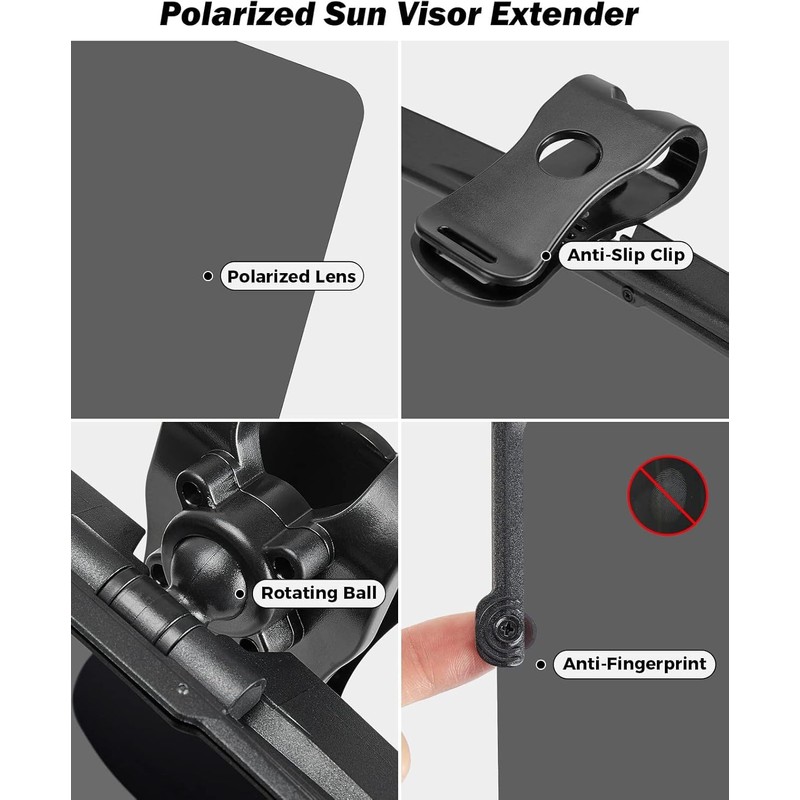 Car Sun Visor with Polarized Glare Protection, Universal Car Sun