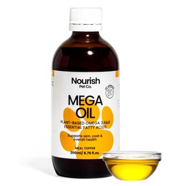 Nourish Pet Co. Mega Oil for Dogs - Plant-Based Omega 3 6 and for Healthy Skin & Shiny Coat 6.76 oz