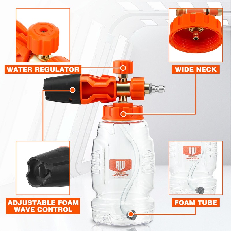 RIDGE WASHER Pressure Washer Gun Foam Cannon with Dual Connector