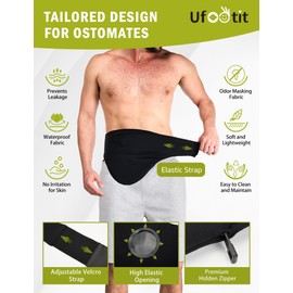 UFootIt Ostomy Bag Covers, Colostomy Bag Covers for Men and Women to Hold Ostomy Bags,Ostomy Belt for Daily Life and Sporting, Black(Large)