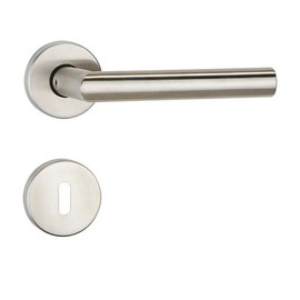 FELGNER Como II Door Handle Set for Deadlock, High-Quality Modern Door Fitting, Door Handles, Door Handles, for Interior Doors, Room Doors, with Rosettes and Keys, Matte Stainless Steel