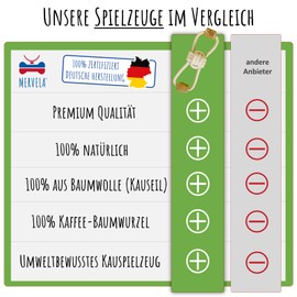 MERVELA® Kauseil aus Baumwolle mit Kaffeeholzknochen für Hunde – Natürliches Kauspielzeug, Zahnpflege & Langlebig – Für alle Hundegrößen (Kauseil 3)