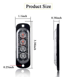 Sidaqi 4-LED Red&Blue Police Light,Surface Flash Mount Grille Emergency Strobe Lights Ultra Slim Warning Hazard Beacon Caution Flashing Light for Vehicles Van Waterproof 12-24V-4PCS