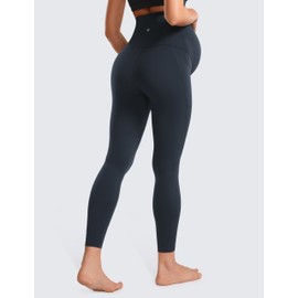 CRZ YOGA Womens Butterluxe Maternity Leggings with Pockets Over The Belly 25" - Workout Active Yoga Pregnancy Pants Soft True Navy Large