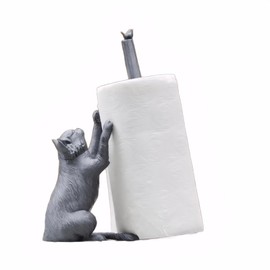 CREHNIL Resting Cat Paper Towel Holder Countertop Napkin Toilet Roll Stand for Kitchen (Silvery)