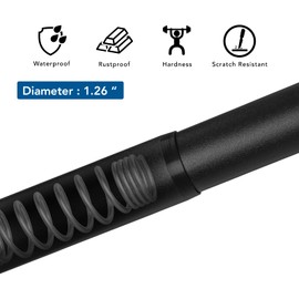 Tension Curtain Rod, 51-126 Inch,Spring Closet Rod, for Windows or Shower, Easy to Install, No Drilling, No Rust, for Bathroom, Rod Diameter 1.26 Inches, Black,Umimile