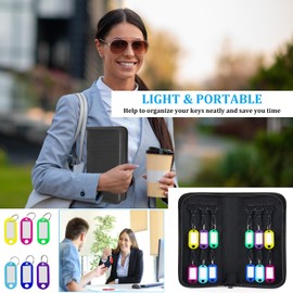 Portable Zippered Key Organizer, Fireproof & Waterproof Key Case with 12 Key Hooks & Tags, Portable Key Storage Organizer for Real Estate Sales,Hotel Executives, Car Service