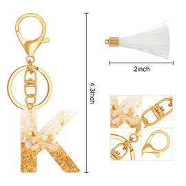 TTYY Initial Letter Keychain for Women Birthday gift To Little Girls Tassel Butterfly Pendant Key Ring for Backpack (White crystal LetterK)
