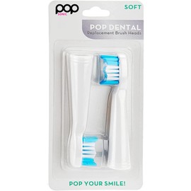 Pop Sonic Replacement Electronic Toothbrush Heads, Compatible with Go Sonic, USB, Pro Sonic Toothbrushes w/Soft Dupont Tynex Nylon Bristles, 2-Pack