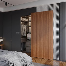 FINOSEN 44inch Concealed Sliding Barn Door Hardware with Soft Close Mechanism, Invisible Floor Track, Fit MIN Opening Width 36in, Wall Mount System, Aluminum(Door is not Included)