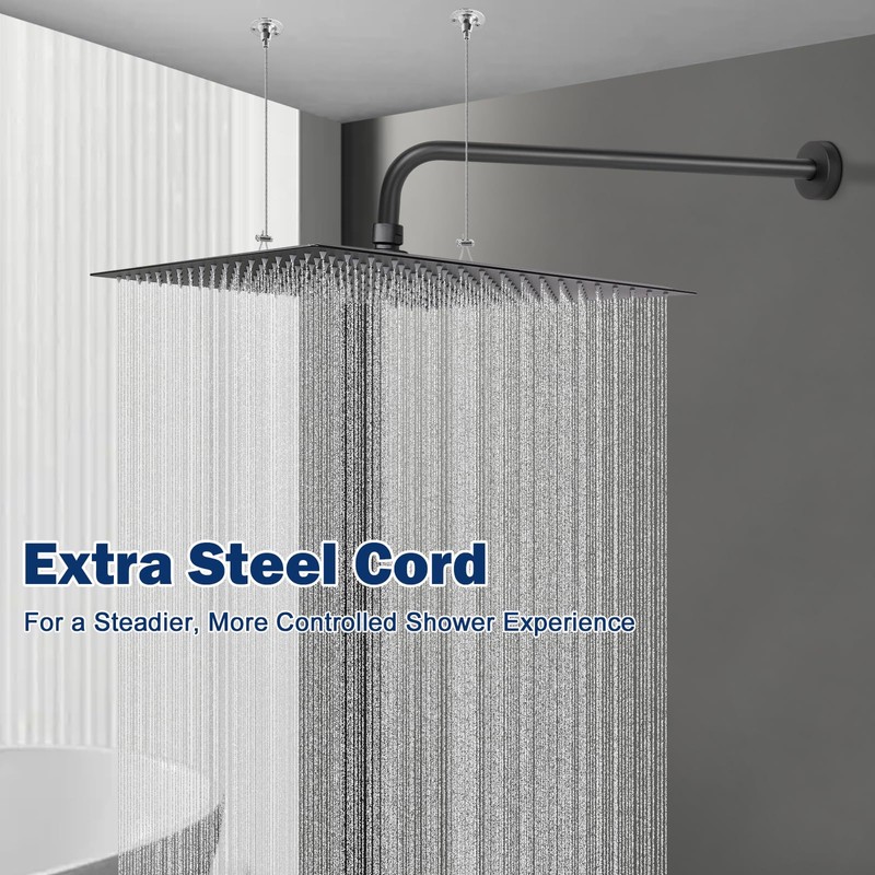 NearMoon Rain Shower Head, High Flow Stainless Steel Square Rainfall