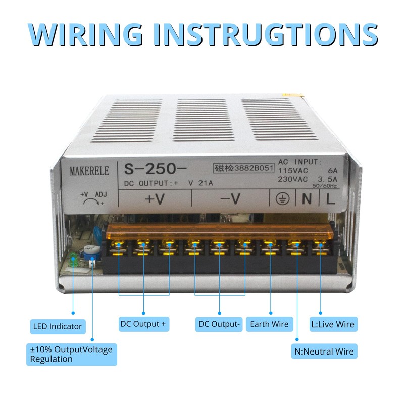 MK-SMPS-S250-24 MAKERELE DC 240W Power Supply Switching Converter, AC 110V-220V