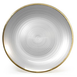 " OCCASIONS " 50 Plates Pack (25 Guests)-Wedding Party Disposable Plastic Plate Set -25 x 10'' Dinner + 25 x 7'' Salad & Dessert plates (Belize in White Pearl & Gold)