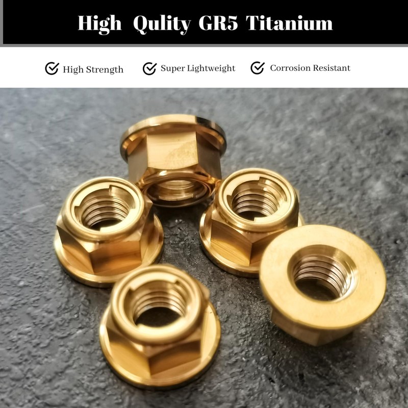RISON Titanium Nut Titanium Flange Full Metal Lock Nut M5