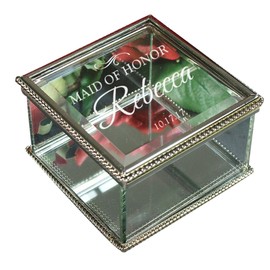 GiftsForYouNow Wedding Party Engraved Jewelry Box, Maid of Honor