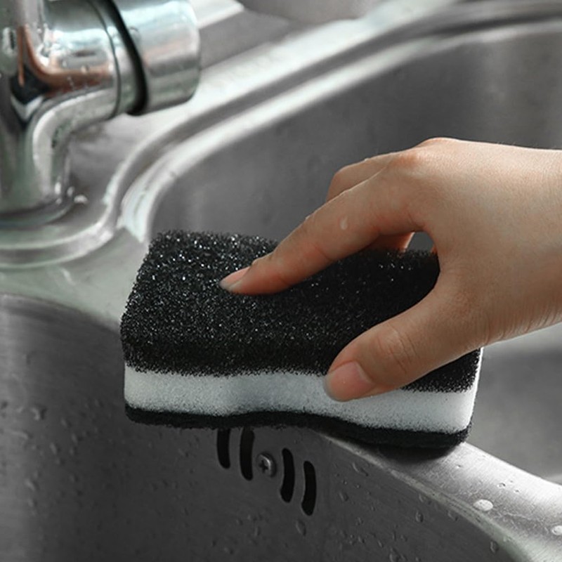 DOITOOL Pack of 10 Cleaning Sponge Double-Sided Sponge Black Kitchen