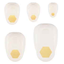 Vaessen Creative Punch Set – Motif Punch – Hexagons – Pack of 5 – Coloured Paper and Craft Material up to 250 g/m² – for Crafts with Paper and Scrapbooking, White Gold