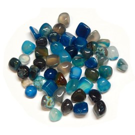 Pack of 50 Agate Gemstones Semi-Precious Stones Beads 9 mm ~ 15 mm Tumbled Stones Gemstone Semi-Precious Stone for Gemstone Game for Treasure Hunting and Decoration (Blue)