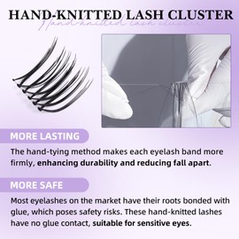 Lash Clusters Kit-Hand-Knitted Lash Extension Kit 96pcs Lash Trios Eyelash Clusters Lightweight & Reusable Eyelash Extension Kit 5x Long-Lasting Cluster Eyelash Extensions Diy at Home(Nove 12 pairs）