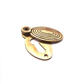 Oval Shaped Beehive/Reeded Door Lock Keyhole Escutcheons in Various Finishes (Aged Brass)
