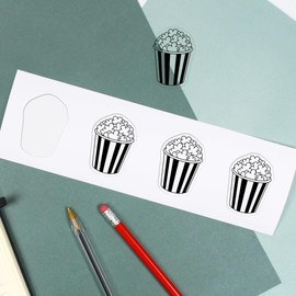 4 x 'Popcorn Bucket' Clear Sticker Decals – Waterproof Film for Windows, Cars, Walls & Crafts, Small (50mm) (DC00140560)