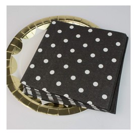 Servilletas de papel desechables con lunares, azules, verdes y negros, 100 unidades, Negro (Black Polka Dot)