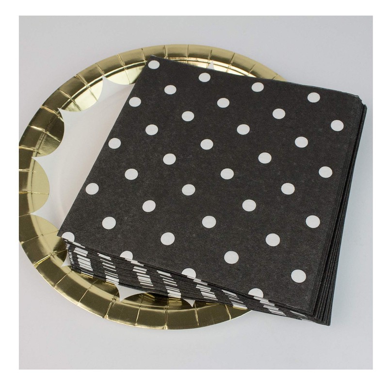 Servilletas de papel desechables con lunares, azules, verdes y negros,