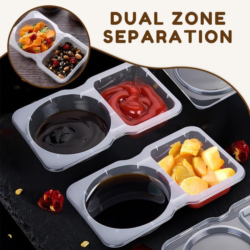 DEJIN 20Pcs Boxed Reusable Snack Containers with Lids, Double Compartment