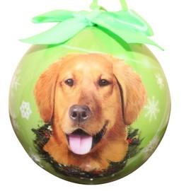 E&S Pets Golden Retriever Christmas Ornament Shatter Proof Ball, 3.25x3.25x3.x25